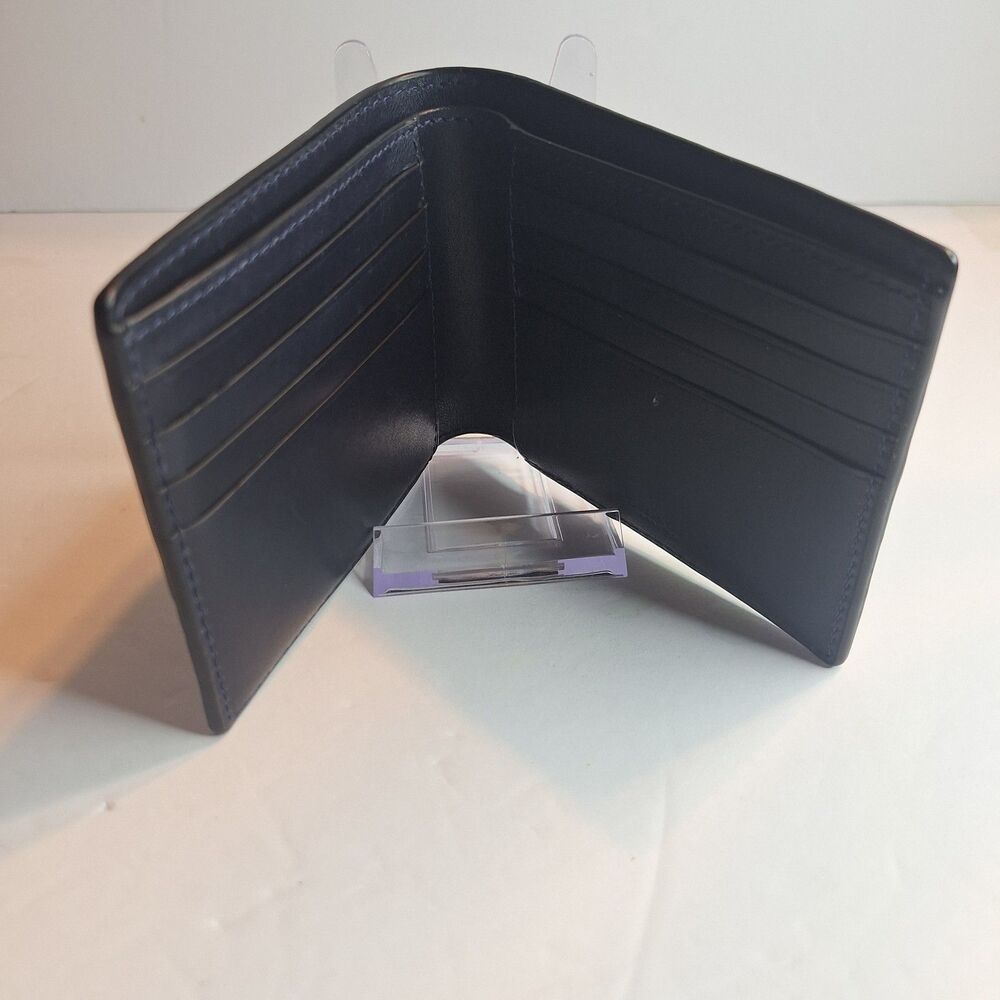 Coach Men's Black/Blue Bifold Leather Wallet - Picture 5 of 9